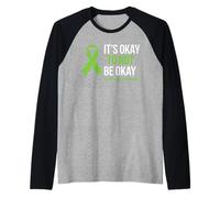 Its Okay To Not Be Okay Lazo Verde Conciencia Salud Mental Camiseta Manga Raglan