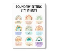 It's Okay to Set Boundaries Canvas Print - Mental Health Reminders Wall Art for Therapy Office Decor, Counseling, Nursery, Bedroom to Encourage Emotional Wellness (Framed,12x18inch(30x45cm))