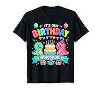 It's Our Birthday Twinosaurus Dinosaur Birthday Boy Girl Camiseta