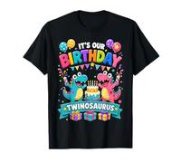 It's Our Birthday Twinosaurus Dinosaur Birthday Boy Girl Camiseta