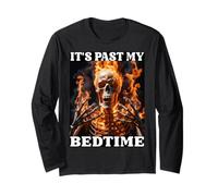 It's Past My Bedtime Tired Skeleton Fire Flames Meme Divertido Manga Larga