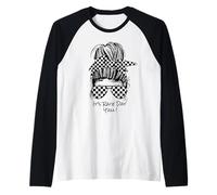 It's Race Day Y'all Pista de Carreras desordenado Bollo Mujer Carreras Camiseta Manga Raglan