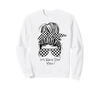 It's Race Day Y'all Pista de Carreras desordenado Bollo Mujer Carreras Sudadera