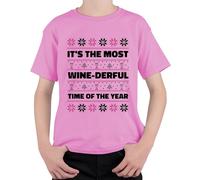 It's The Most Wine-Derful time of The Year - Ugly Christmas Sweater Christmas Sweater Christmas Unisex Niños Camiseta, Rosa., 116