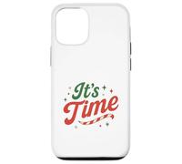 It's Time Christmas Retro Holiday Candy Cane Design Festive Carcasa para iPhone 12/12 Pro