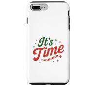 It's Time Christmas Retro Holiday Candy Cane Design Festive Carcasa para iPhone 7 Plus/8 Plus