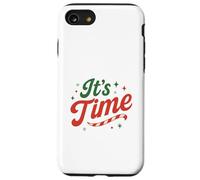 It's Time Christmas Retro Holiday Candy Cane Design Festive Carcasa para iPhone SE (2020) / 7/8