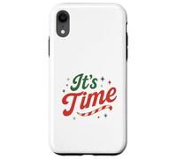 It's Time Christmas Retro Holiday Candy Cane Design Festive Carcasa para iPhone XR