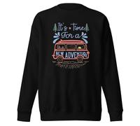 It's Time for a New Adventure - Sudadera unisex de cuello redondo para adultos, Negro, XL
