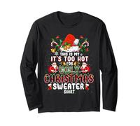 It's Too Hot For Ugly Christmas Sweater Santa Xmas Pajamas Manga Larga