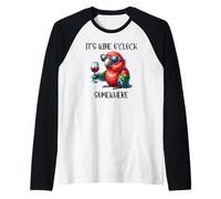 It's Wine O Clock Drinking Parrot Its 5 O'Clock Somewhere Camiseta Manga Raglan