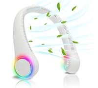 ITSHINY Ventilador de Cuello, Mini Ventilador Portatil, Ventilador Cuello Sin Aspas, Ventilador USB Recargable Bateria 4000 mAh con Ajustable 3 Velocidades Luz LED para Viajes Deporte Oficina Hogar