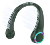 ITSHINY Ventilador de Cuello, Mini Ventilador Portatil, Ventilador Cuello Sin Aspas, Ventilador USB Recargable Bateria 4000 mAh con Ajustable 3 Velocidades Luz LED para Viajes Deporte Oficina Hogar