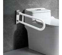 ITSOGOO Barra Baño Minusválido,60cm Agarrador Ducha Personas Mayores,barra antideslizante para el inodoro,Abatible Asa de Seguridad para Baño,Acero Inoxidable,Soporta Hasta 250 kg Blanco
