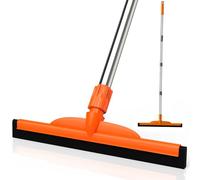 ITTAR Escoba multiusos para suelo de hormigón, escoba resistente con poste de acero inoxidable ajustable de 62 pulgadas, limpiador de hoja de espuma EVA para garaje, patio, cubierta, azulejos, piscina