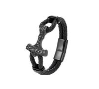 ITTRUH Braided magnetic Rope Wristband for Men, Men Jewelry Black Braided Leather Bracelets Stainless Steel Homme Accessories(Black,19cm)
