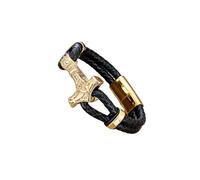 ITTRUH Braided magnetic Rope Wristband for Men, Men Jewelry Black Braided Leather Bracelets Stainless Steel Homme Accessories(Gold,21cm)