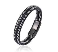 ITTRUH Braided Rope Wristband for Men,2pcs Hand-Knitted Leather Bracelet, Personalised Couple Gift(Black)