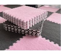 ITTRUH Tapetes entrelazados, Juego de 12 Piezas de alfombras entrelazadas de Felpa con diseño de Rompecabezas for Sala de Juegos, Dormitorio, alfombras cuadradas de Espuma de 30 x 30 cm.(Pink+Gray)