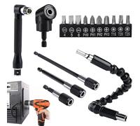iTYOOS 16 PiezasAdaptador de Destornillador Angular Set, Adaptador Para Destornillador Angular De 105°, VáStago Hexagonal Extensión Set, Piezas de Extensión de Taladro, Screwdriver Bits