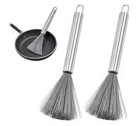 iTYOOS 2 Piezas Cepillo de Alambre de Acero Inoxidable, Cepillo de Cocina, Cepillo de Limpieza de Sartenes, Cepillo de Acero Inoxidable, con Mango Largo, Cepillo para Wok de Acero Inoxidable