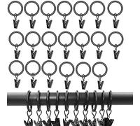 iTYOOS Anillas para Cortinas de Metal,de Metal Anillas Colgante, Anillas para Cortinas, para Cortinas y Barras, Ganchos Decorativos del Anillo de Cortina de Ventana del Metal con Clip Fuerte(Negro)
