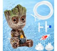iTYOOS Decoracion Acuario con Accesorios, Adornos Groot Air Bubbler Mobiliario para Acuarios, Piedras Acuario para Decoración de Acuarios, Hábitats para Peces Pequeños y Gambas