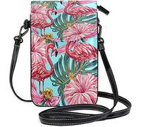 IUBBKI Bolso bandolera de cuero para mujer Flamingo Teléfono celular Tarjeta de crédito Bolso de hombro