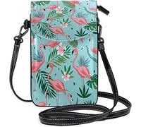 IUBBKI Bolso bandolera de cuero para mujer Flamingo Teléfono celular Tarjeta de crédito Bolso de hombro