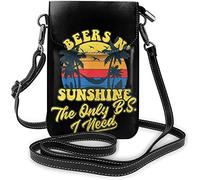 IUBBKI Bolso cruzado para teléfono móvil con diseño floral azul y marrón dibujado a mano, bolso cruzado de PU para mujer, cartera pequeña cruzada, monedero negro 51