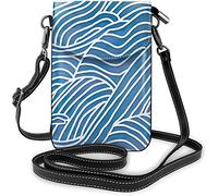 IUBBKI Bolso cruzado para teléfono móvil con diseño floral azul y marrón dibujado a mano, bolso cruzado de PU para mujer, cartera pequeña cruzada, monedero negro 51