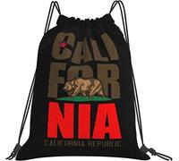 IUBBKI California Republic Nature Gifts Bolsa negra Mochila informal Deporte Gimnasio Saco para mujeres, hombres, niñas y niños