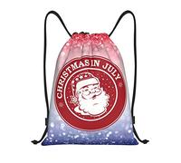 IUBBKI Christmas July Santa in Beach Pattern Mochila con cordón Bolsa de playa impermeable Bolsa de gimnasia Mochila de viaje pequeña Mochila deportiva para mujeres Hombres
