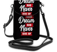 IUBBKI Cita de inspiración Work Hard Dream Big Small Cell Phone Purse Passion Word Never Give Up Crossbody Bag para mujer Monederos y bolsos de mano Negro