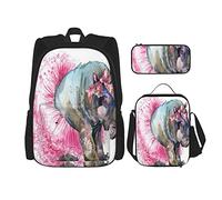 IUBBKI Conjunto de 3 piezas Mochilas Cute Baby Hippo Book Bag Travel Camping Work School Bag Estuche de lápices Combinación de bolsa de almuerzo para hombres Mujeres Niños Niñas Talla única