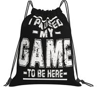 IUBBKI Cool I PAU-SED My Game to Be Here Gifts Black Mochila Bolsas Sports Cinch Sack String Mochila Bolsas de almacenamiento para la escuela Gimnasio Accesorios de viaje