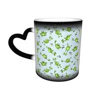 IUBBKI Cute Frog Jumping Color Changing Mug In The Sky Cerámica Sensible al calor Taza Latte Tazas Diseño sensible al calor para regalos Oficina Idea personalizada 12 Oz