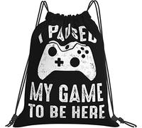 IUBBKI Cute I PAU-SED My Game to Be Here Gifts Mochila negra Saco de cuerda de natación duradero para deportes Gimnasio Yoga Playa Accesorios de viaje