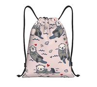 IUBBKI Cute Lovely Otters in The Sea mochila con cordón impermeable bolsa de playa bolsa de gimnasio pequeña mochila de viaje mochila deportiva para mujeres y hombres