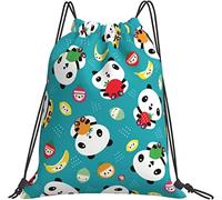 IUBBKI Cute Panda Cartoon Banana Backpack, Gym Bag Sackpack String Storage Bag para gimnasio Deportes Yoga Viajes Mujeres Hombres