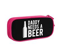 IUBBKI Daddy Needs A Beer Pencil Bag Estuche de lápices portátil de Gran Capacidad de Doble Capa para Oficina y Escuela