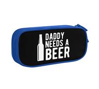 IUBBKI Daddy Needs A Beer Pencil Bag Estuche de lápices portátil de Gran Capacidad de Doble Capa para Oficina y Escuela
