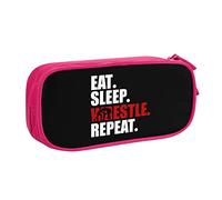IUBBKI Eat Sleep Wrestle Repeat Estuche para lápices de Lucha Libre Gran Capacidad Estuche para lápices portátil de Doble Capa para Oficina y Escuela