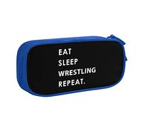 IUBBKI Eat Sleep Wrestle Repeat Pencil Bag Estuche de lápices portátil de Gran Capacidad de Doble Capa para Oficina y Escuela