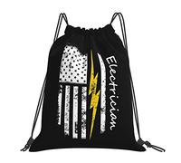 IUBBKI Electricista Bandera de EE. UU. American Electricista Cordón Mochila Impermeable Cordón Mochila deportiva Bolsa de gimnasio