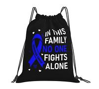 IUBBKI En esta familia, nadie lucha contra el cáncer de colon, bolsa con cordón, mochila portátil unisex, para escuela, gimnasio, deportes, viajes