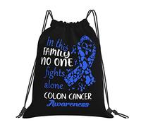 IUBBKI En esta familia, nadie lucha contra el cáncer de colon, mochila con cordón, mochila portátil unisex, para la escuela, gimnasio, deportes, viajes