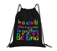 IUBBKI En un mundo donde puedes ser cualquier cosa, sé amable, mochila con cordón, mochila deportiva impermeable con cordón, bolsa de gimnasio
