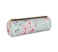 IUBBKI Estuche de Cuero para lápices CherryBlossomPeachFlowerGarden, Caja de Soporte, Bolsa de Maquillaje, Organizador con Cremallera para Escuela y Oficina