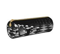 IUBBKI Estuche de lápices de Cuero 3dBlackWhiteChessBattle Holder Pouch Box Organizador de Bolsas de Maquillaje con Cremallera para la Oficina de la Escuela